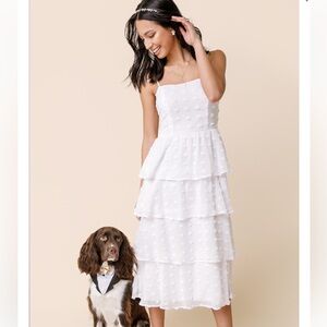 Tiered Clip Dot Midi Dress